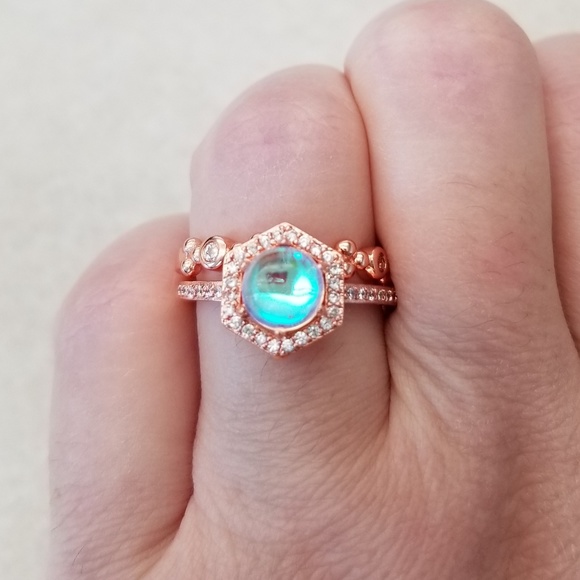 (2pc) 18k Over Sterling Moonstone Ring Set - Picture 8 of 8